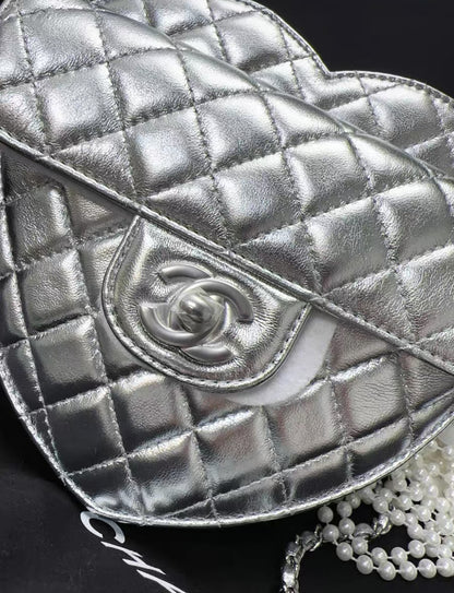 Chanel 25B Large Silver Heart bag