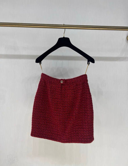 Chanel 23B Red Tweed Skirt size 34