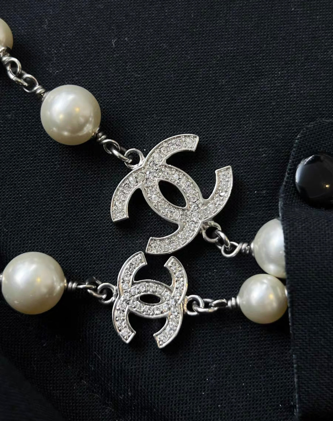 Chanel 19 CC Crystal Pearl Long Logo Necklace