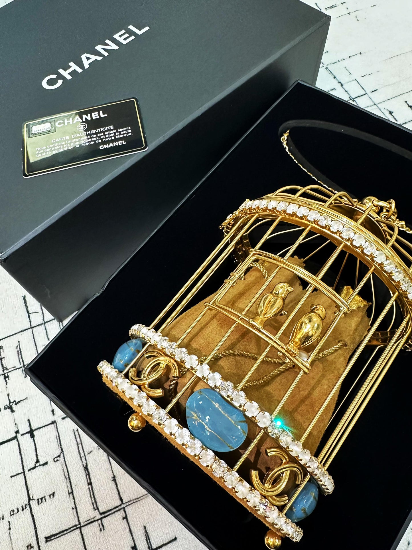 Chanel 20A Minaudière Love Bird Cage Aged Gold Hardware