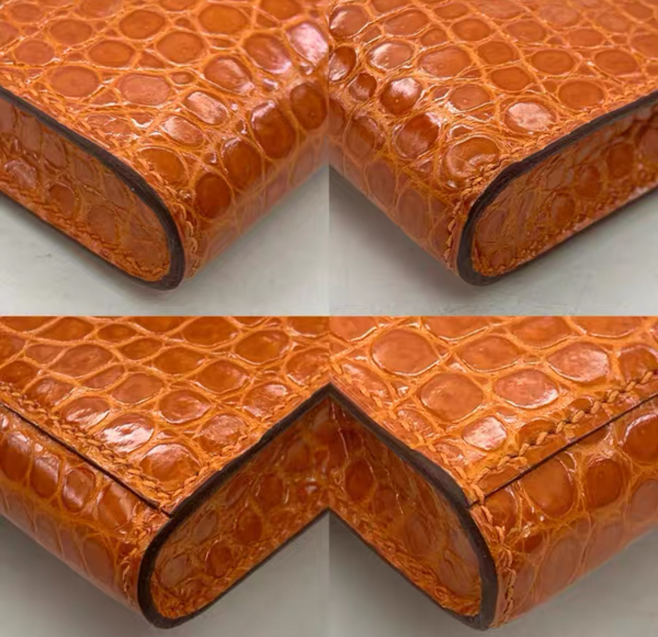 Hermes Kelly cut pain d’epice shiny crocodile porosus leather palladium hardware