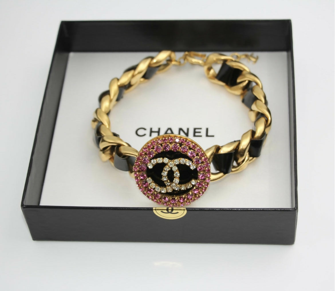 Chanel Vintage 95P Rhinestone Barbie Series Pink Choker