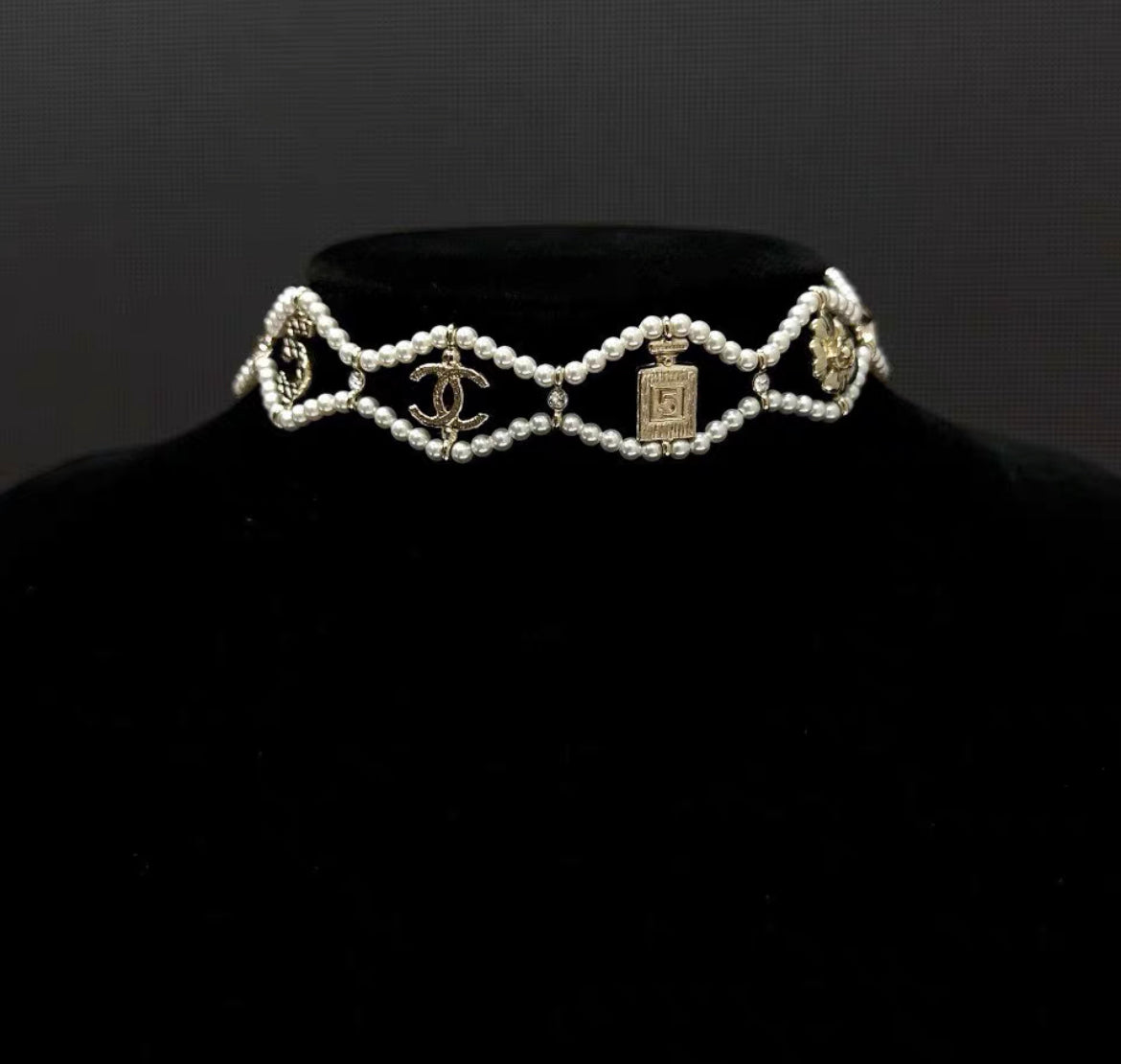 Chanel Multi-Charms Pearl Chocker