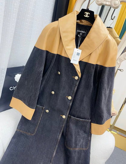 Chanel 19K denim/leather coat size 40