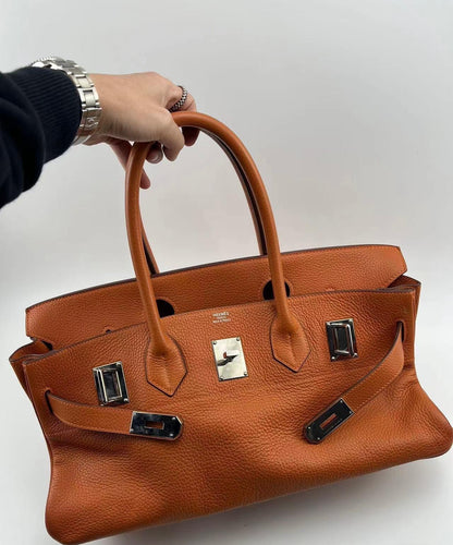 HERMES shoulder Birkin Orange Togo Leather palladium hardware