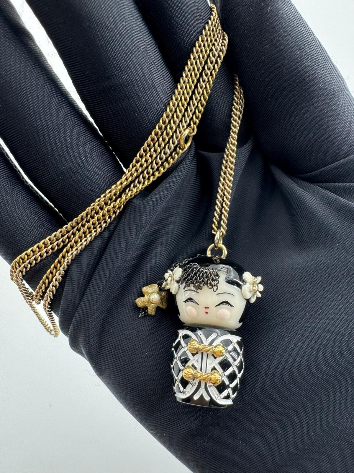Chanel 10A Double C Acrylic Porcelain shanghai Doll Necklace