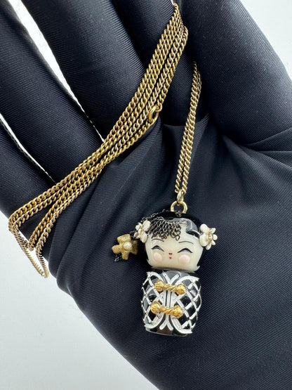Chanel 10A Double C Acrylic Porcelain shanghai Doll Necklace