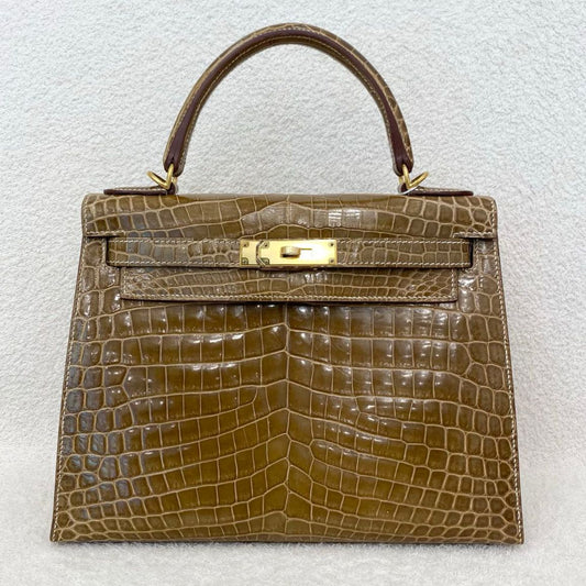 Hermes Kelly 28 Ficelle shiny niloticus gold hardware