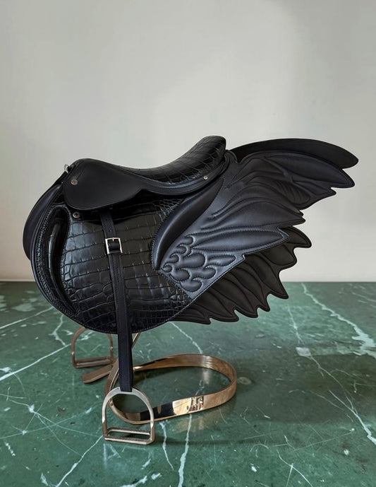 Hermes Ailee mini saddle black alligator calf leather palladium hardware