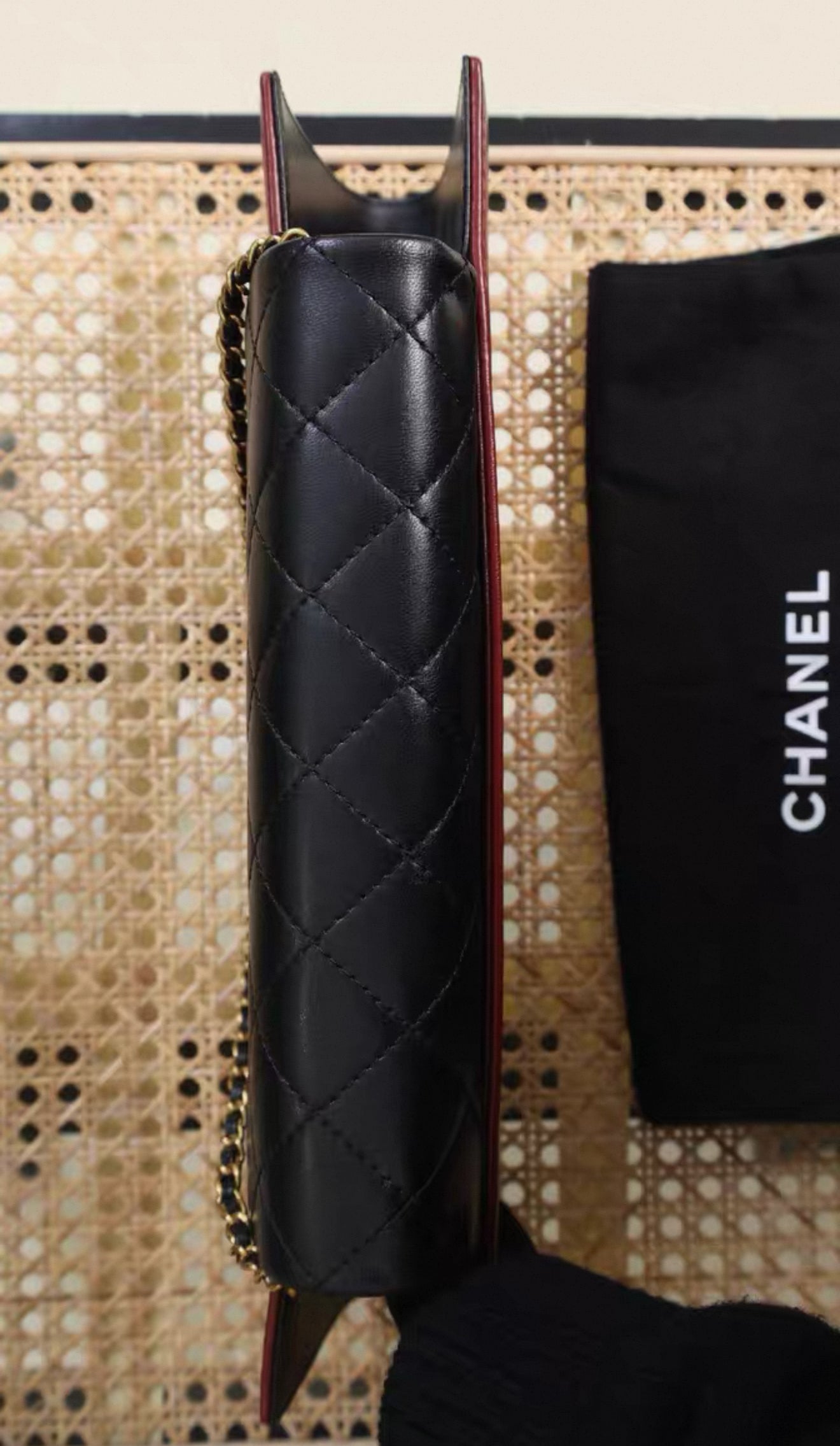 CHANEL 2015 Red Lambskin Brasserie Gabrielle Menu Clutch