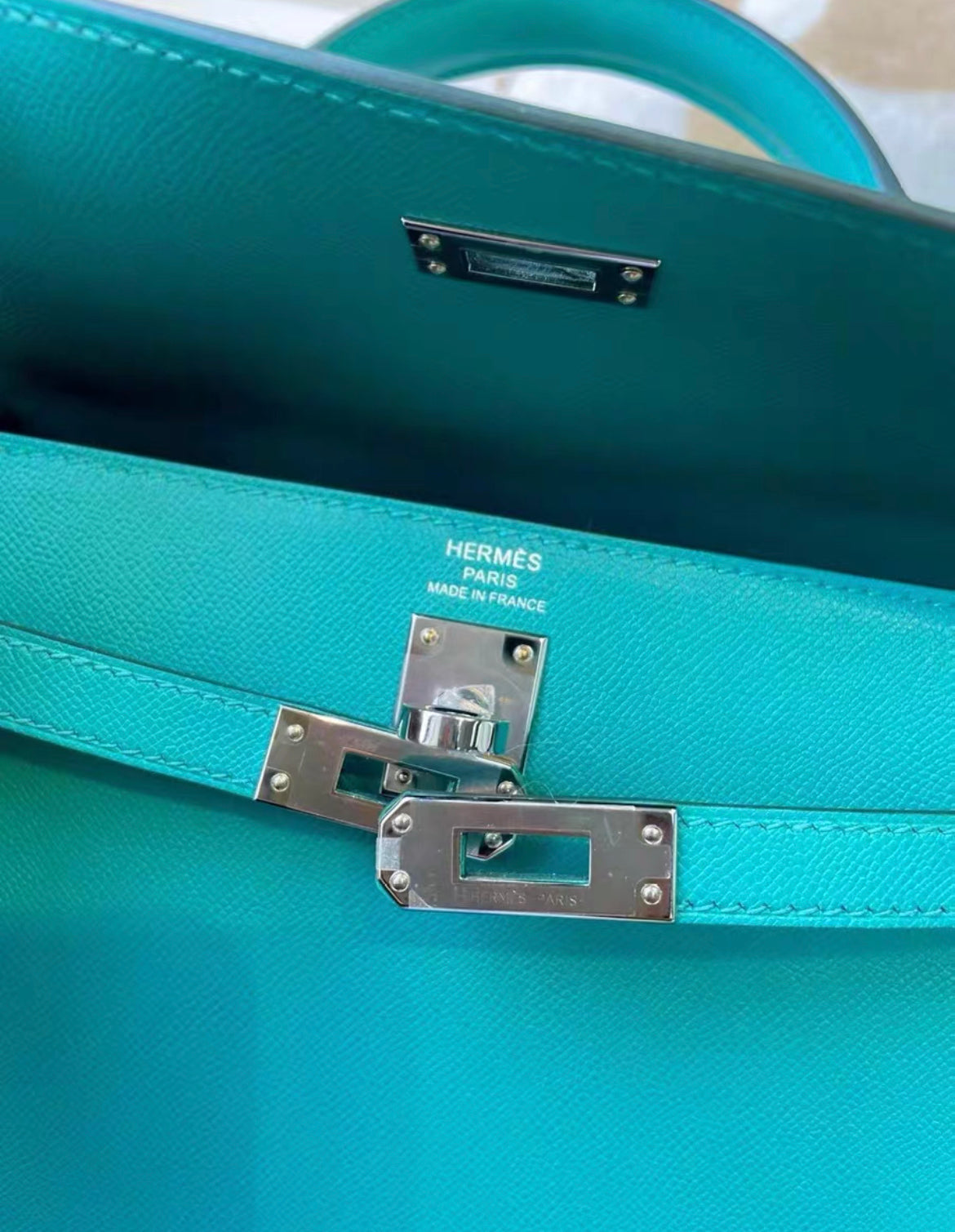 Hermès Kelly Sellier 25 Vert Verone Epsom Palladium Hardware