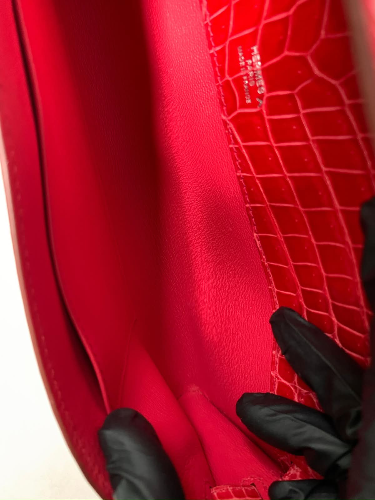 Hermes Kelly Cut red shiny crocodile Diamonds