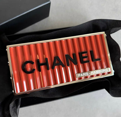 CHANEL Red Paris Hamburg Shipping Container Minaudière Clutch Bag 2017