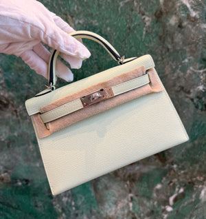 Hermes Mini Kelly 20 vert fizz epsom leather palladium hardware