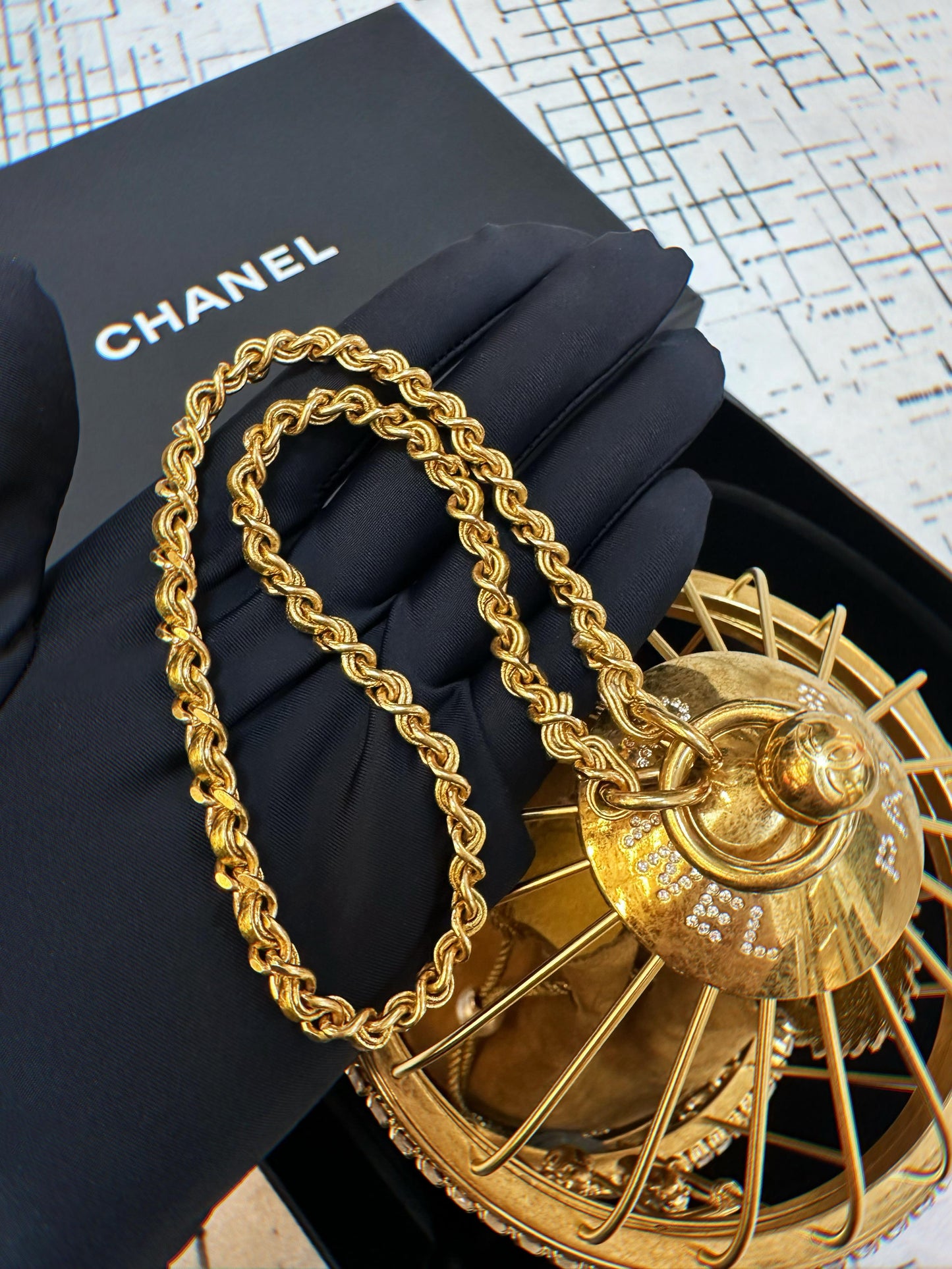 Chanel 20A Minaudière Love Bird Cage Aged Gold Hardware