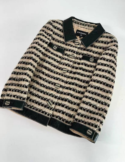 Chanel 19A Egypt Collection Black and Gold tweed Jacket F36