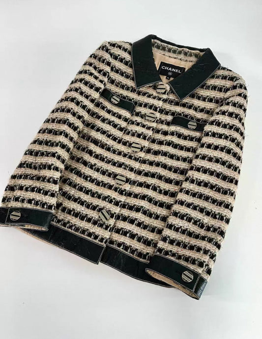 Chanel 19A Egypt Collection Black and Gold tweed Jacket F36