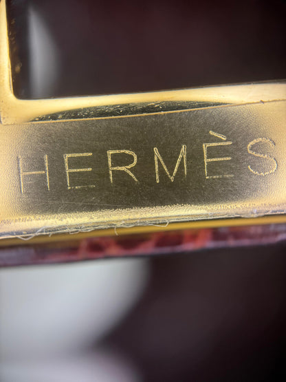 Hermes Birkin 25 Red Bordeaux shiny crocodile leather gold hardware