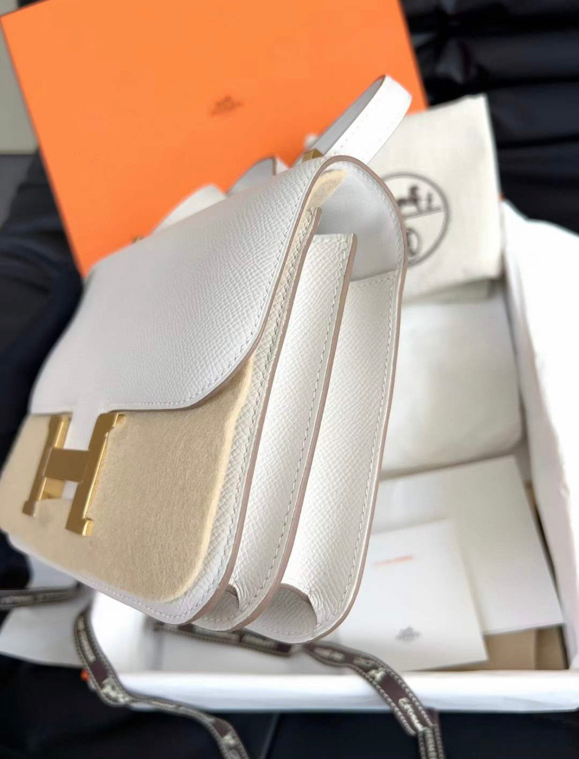 Hermès Constance 19 Craie Epsom Gold Hardware