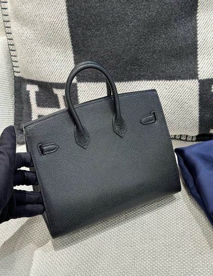 Hermes Birkin 20 Sellier Bouclerie Moderne Black Chèvre Palladium Hardware