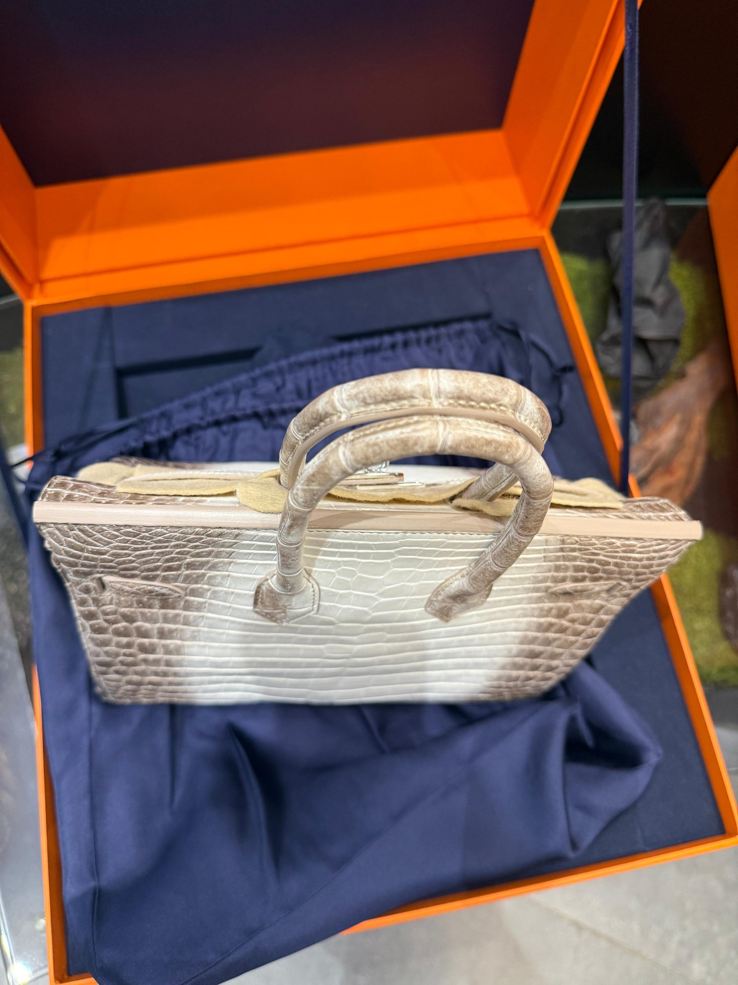 Hermès Birkin 25 Himalaya Niloticus Crocodile Diamond Encrusted Hardware