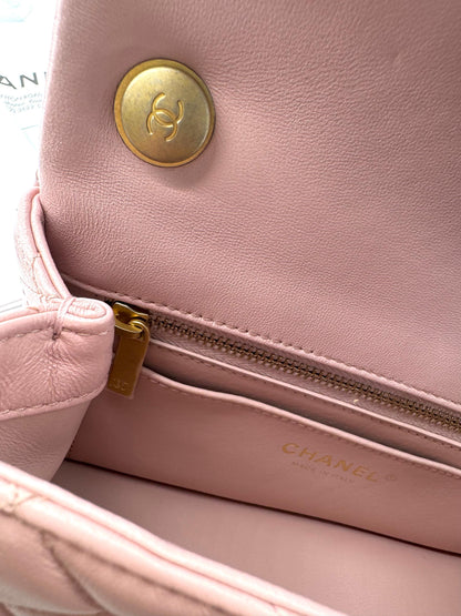 Chanel pink mini flap bag with gold hardware