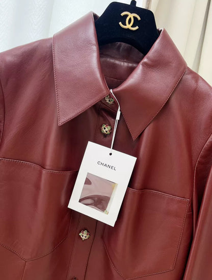 Chanel 22K Burgundy Leather Jacket