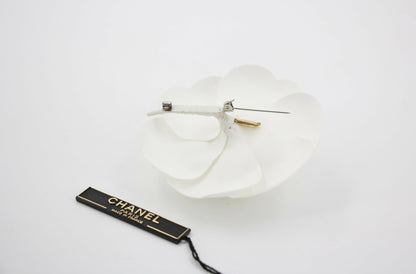 Chanel Vintage 81-85 White Silk Camellia Brooch