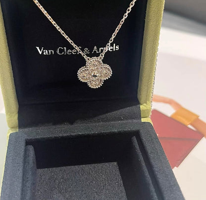 Van Cleef & Arpels Vintage Alhambra Diamond 18K White Gold Pendant