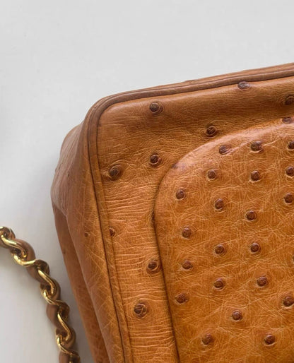 Chanel Vintage Flap bag in Ostrich Leather Gold Hardware