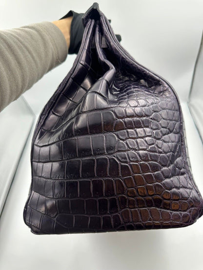 Hermes Birkin HAC 40 Prunoir Matte Crocodile leather palladium hardware