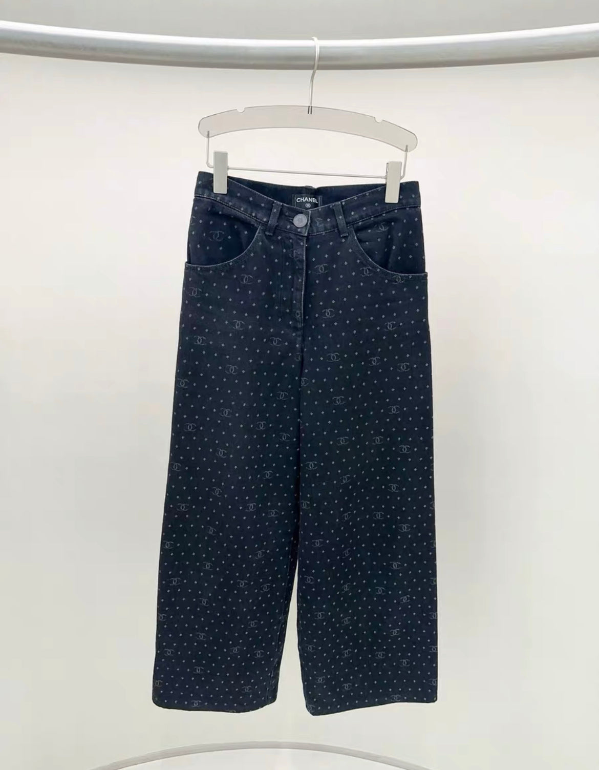 Chanel 23P popular polka dot jeans black denim size 34