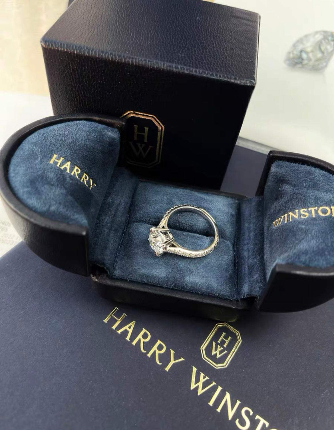 Harry Winston 1.55ct Diamond Engagement Ring size 50