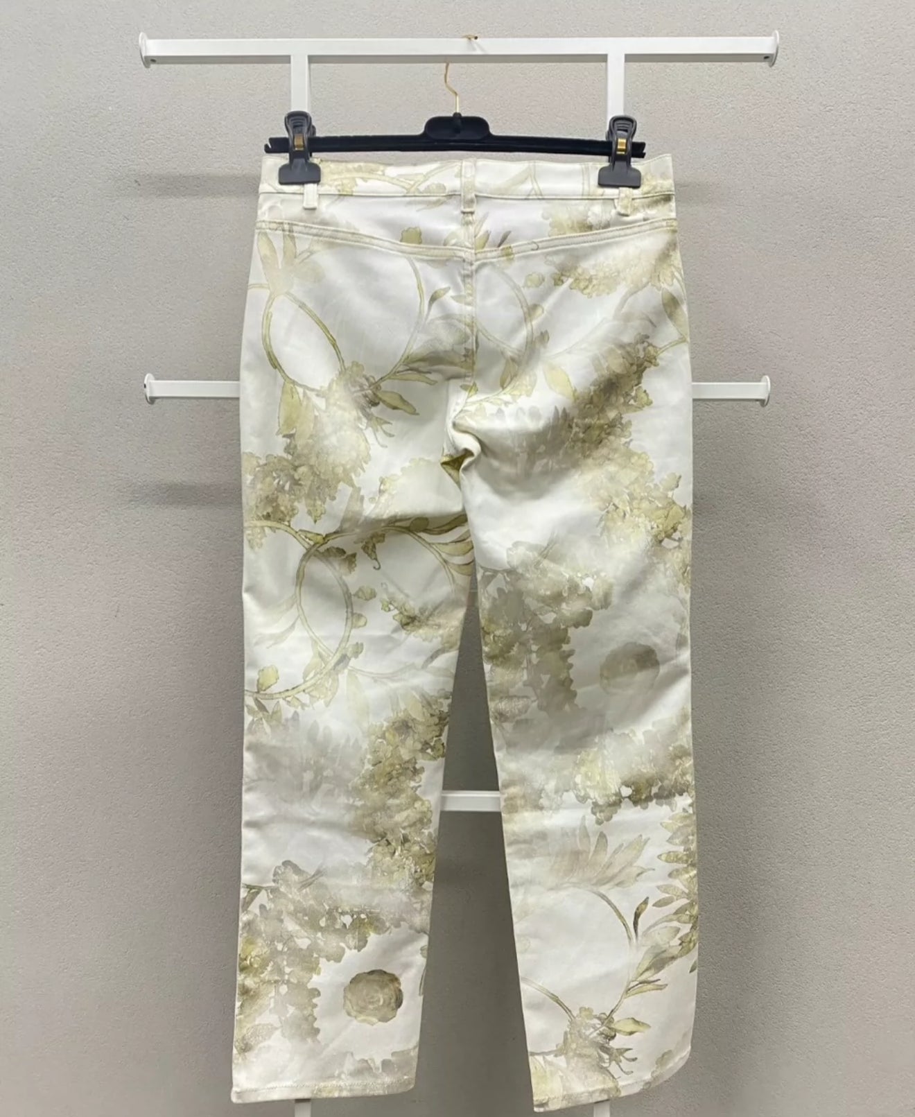 Chanel 18C Greek series white washed distressed printed jeans