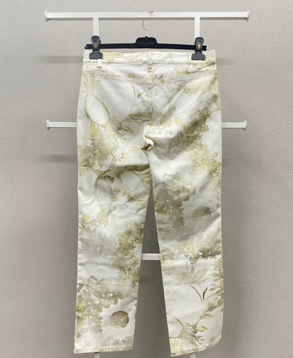 Chanel 18C Greek series white washed distressed printed jeans