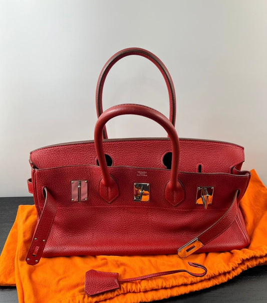 Hermes shoulder Birkin Red Togo Leather palladium hardware