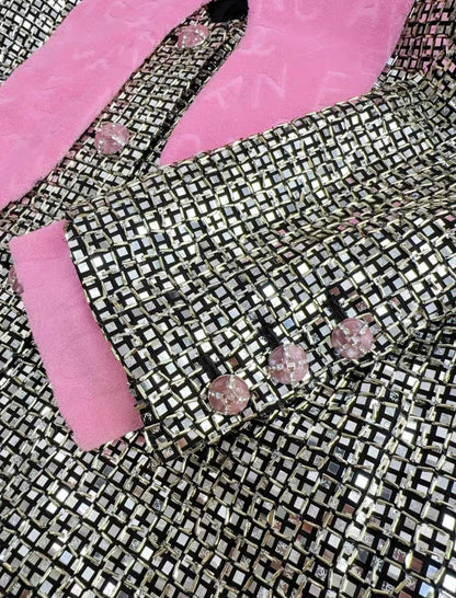 Chanel 24C sequin grey & pink jacket