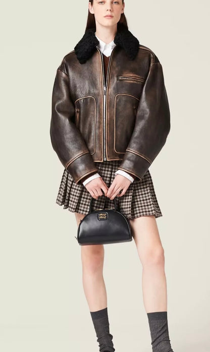 Trendy Miu Miu Nappa leather jacket Sold out worldwide Brand new size 38IT