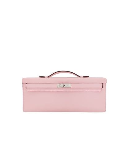 Hermès Kelly cut Pink Rose Sakura Swift Leather Palladium Hardware