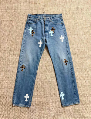 Chrome Hearts St. Barth Limited Edition Light Blue Levi's Jeans