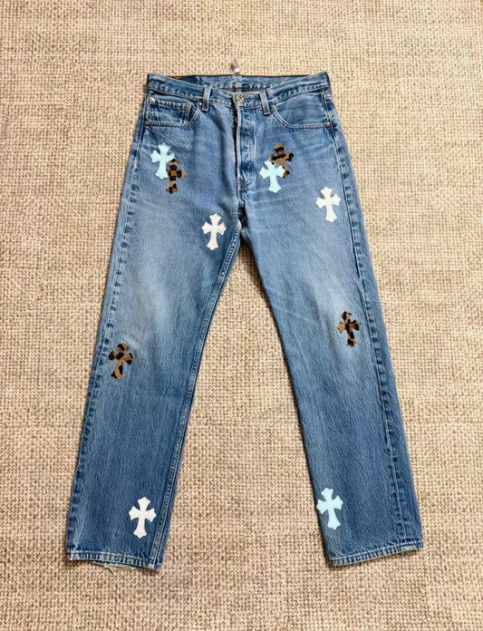 Chrome Hearts St. Barth Limited Edition Light Blue Levi's Jeans