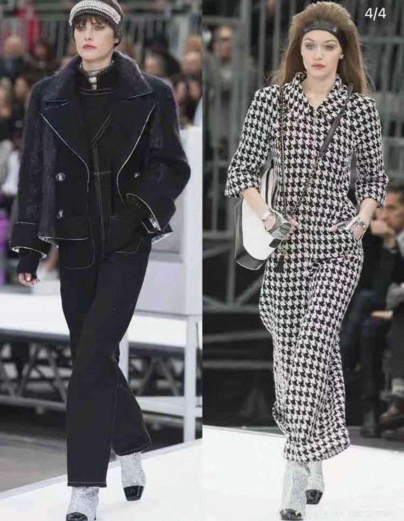 Chanel 17K black and white houndstooth jumpsuit