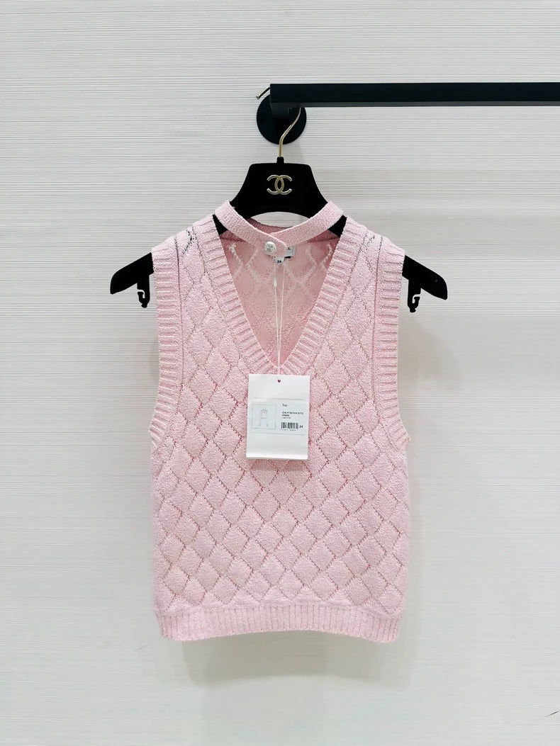 Chanel Spring/Summer 2023 pink knit vest,