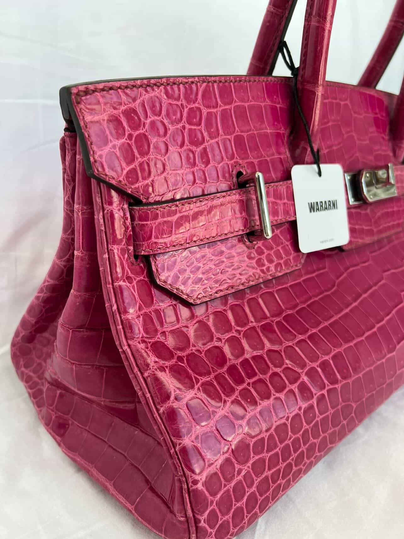 Hermès Birkin Shoulder JPG 42 Rose Scheherazade Shiny Porosus Crocodile Palladium Hardware – Ultra Rare Collector Piece