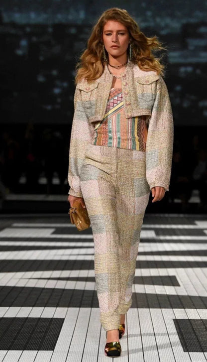 Chanel 24C Glittered Pink Gold Cropped Jacket