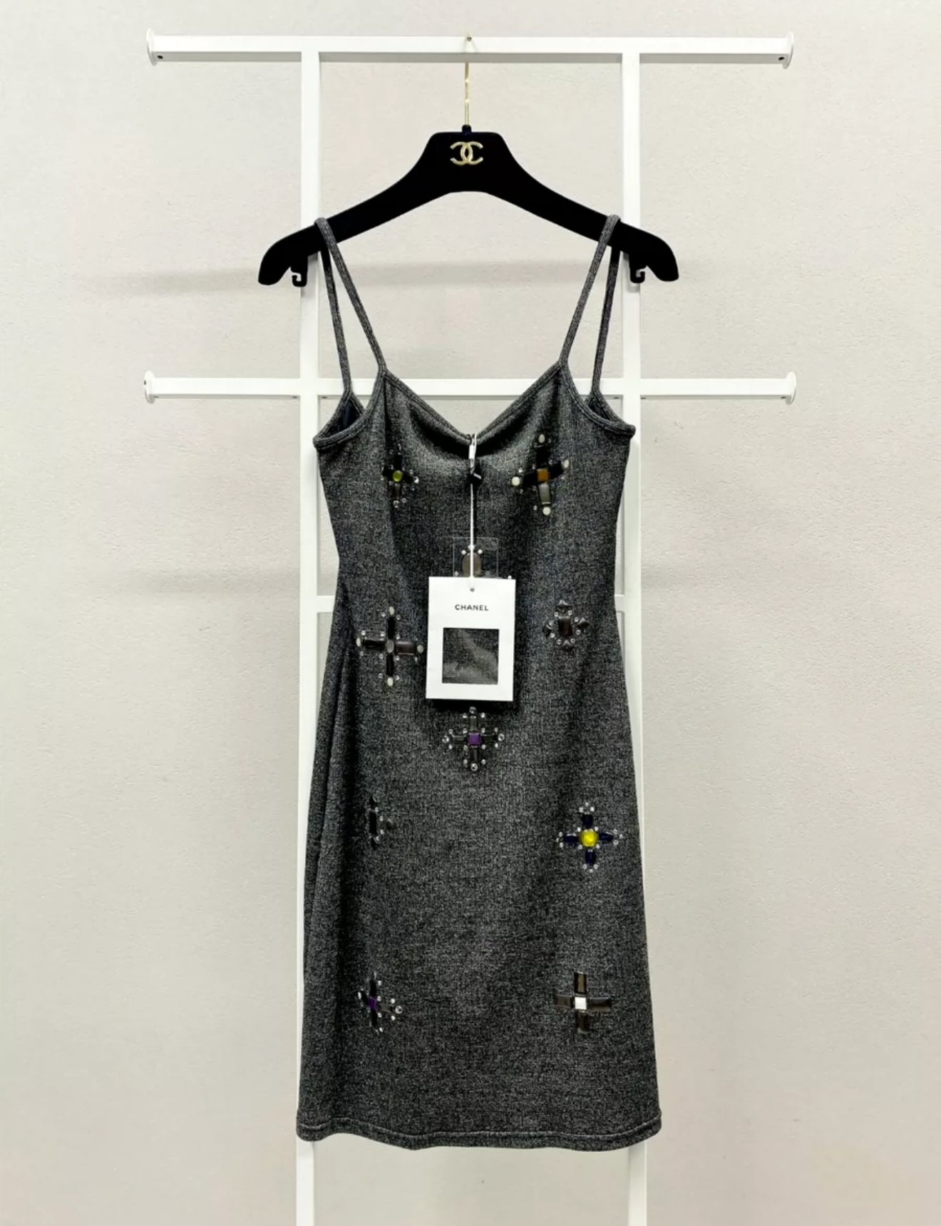 Chanel 17P Black 
Silver Iridescent Jersey Dress