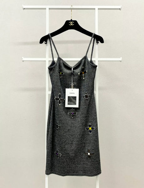 Chanel 17P Black & Silver Iridescent Jersey Dress – Wararni.com