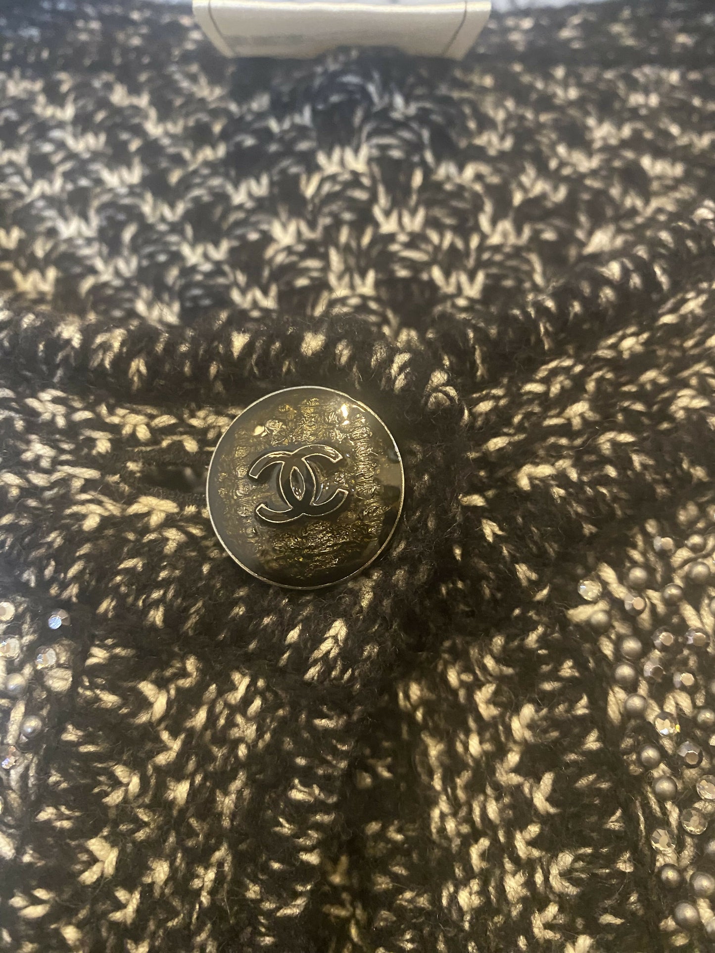 Chanel 11A Tweed Cashmere Swarovski Crystals Cardigan Sweater FR 34