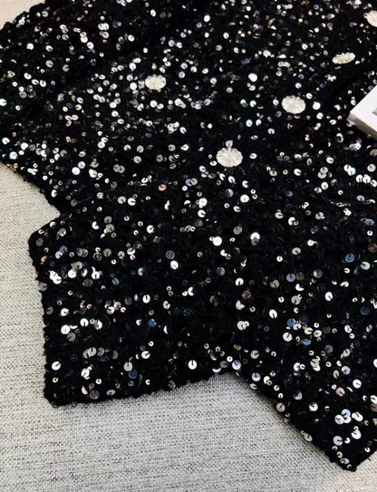 Chanel 23c black tweed sequin cardigan