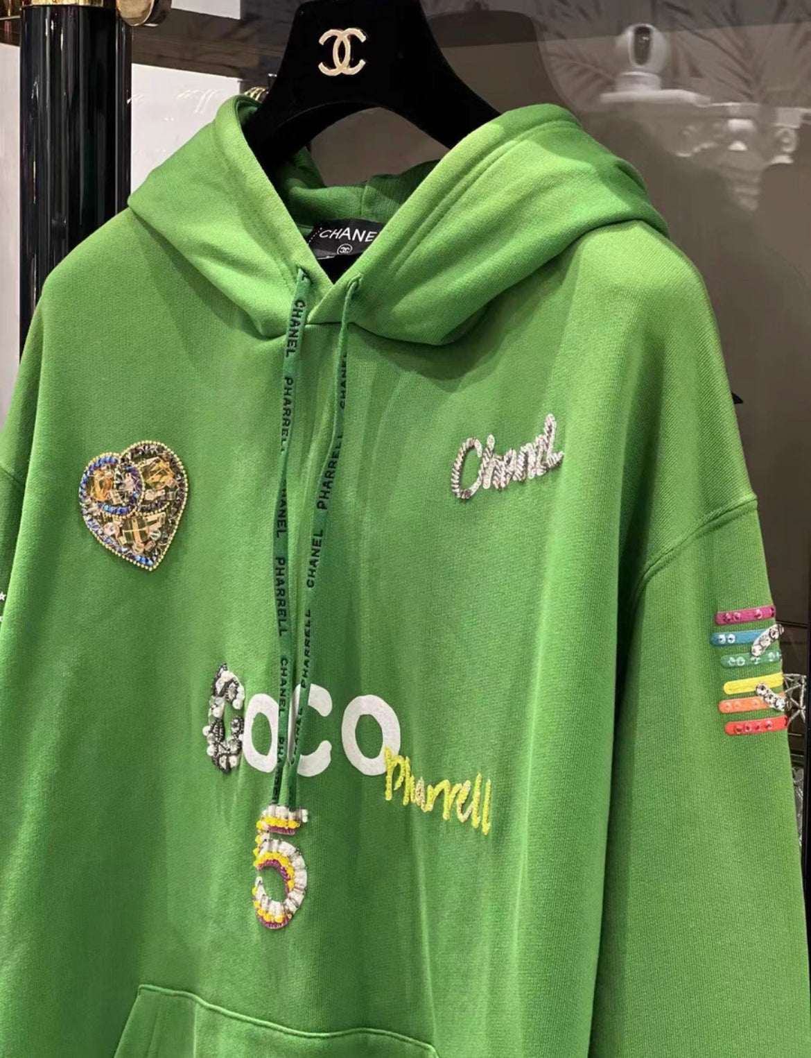 CHANEL Pharrell Williams Green Hoodie Limited Edition Size Large